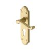 Heritage Brass Door Handle Euro Profile Plate Meridian Design Satin Brass Finish
