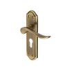 Heritage Brass Door Handle for Euro Profile Plate Sandown Design Antique Brass finish