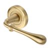 Heritage Brass Door Handle Lever Latch on Round Rose Roma Design Satin Brass finish