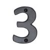 Black Iron Rustic Numeral 3 Face Fix 76mm (3")