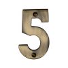 Heritage Brass Numeral 5 Face Fix 76mm (3") Antique Brass finish