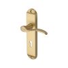 Heritage Brass Door Handle Lever Lock Maya Design Satin Brass finish