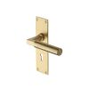 Heritage Brass Door Handle Lever Lock Bauhaus Design Satin Brass finish