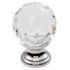 Clear Faceted Knob 35mm - Clear Translucent Chrome