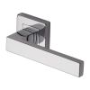 Heritage Brass Door Handle Lever Latch on Square Rose Delta Sq Design Polished Chrome finish