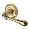 Heritage Brass Door Handle Lever Latch on Round Rose Roma Design Polished Brass finish