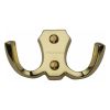Heritage Brass Double Coat Hook Polished Brass finish