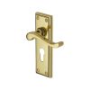 Heritage Brass Door Handle for Euro Profile Plate Edwardian Design Polished Brass finish