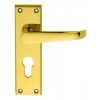 Victorian Lever On Euro Lock Backplate - Polished Brass