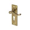 Heritage Brass Door Handle for Euro Profile Plate Edwardian Design Antique Brass finish