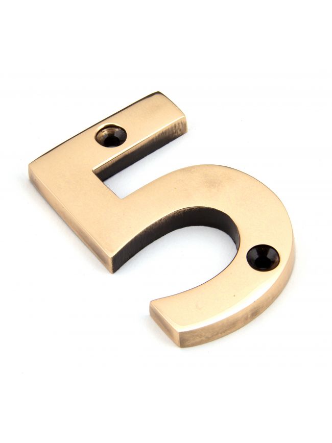 Polished Bronze Numeral 5