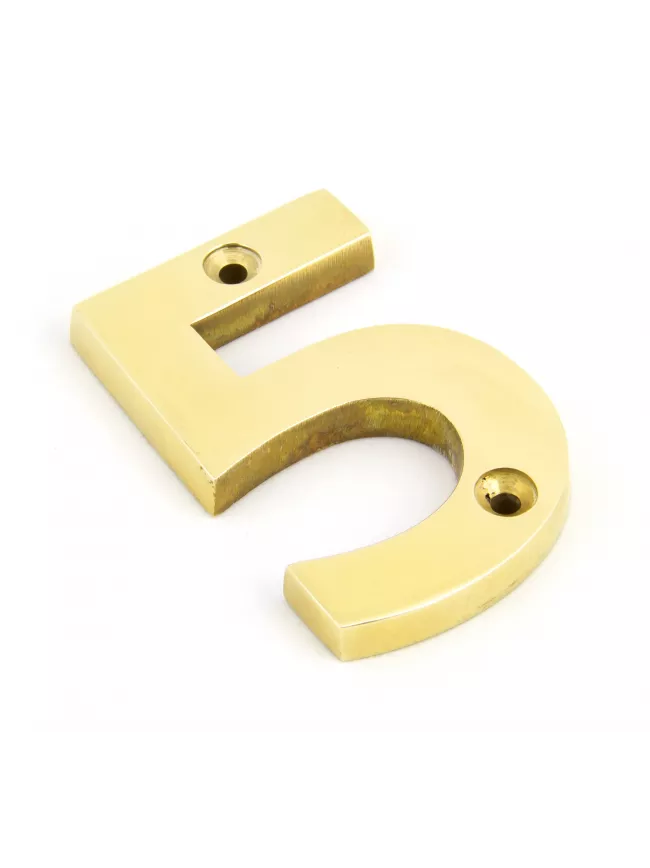 Polished Brass Numeral 5