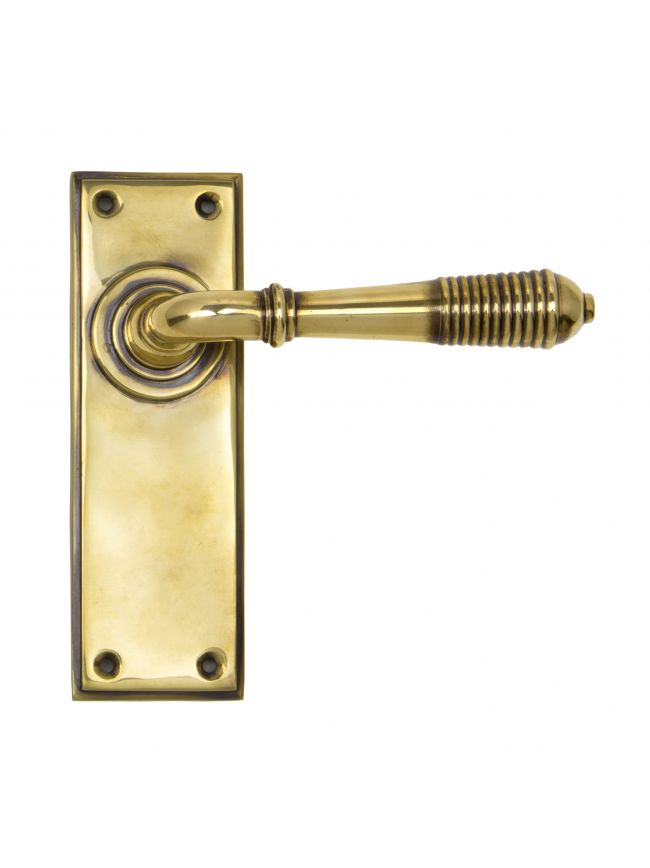 Aged Brass Reeded Lever Latch Set