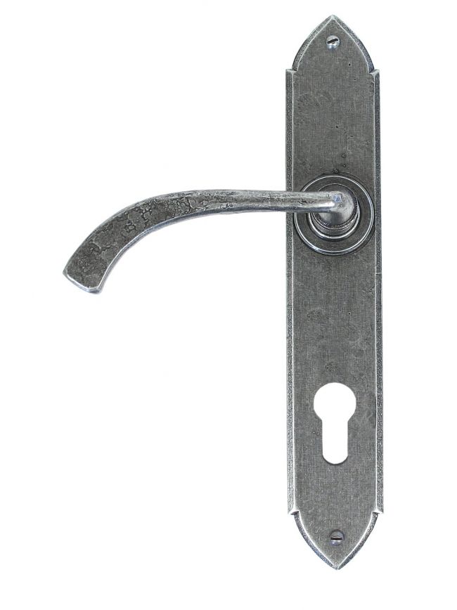 Pewter Gothic Curved Lever Espag. Lock Set