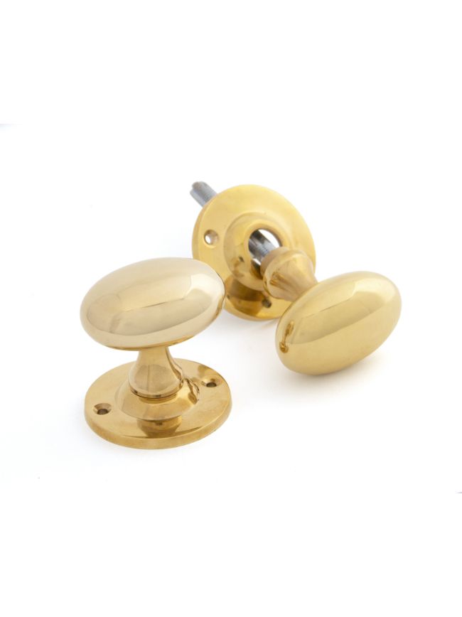 Polished Brass Oval Mortice/Rim Knob Set