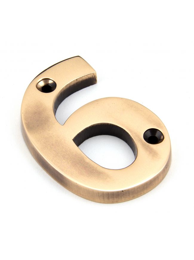 Polished Bronze Numeral 6