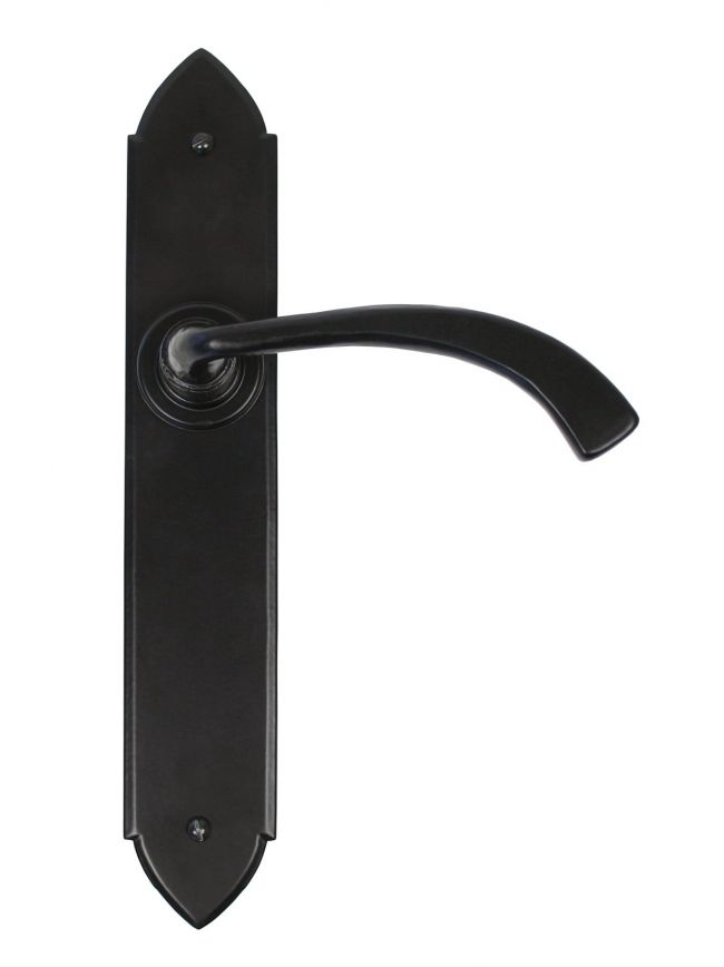 Black Gothic Curved Sprung Lever Latch Set