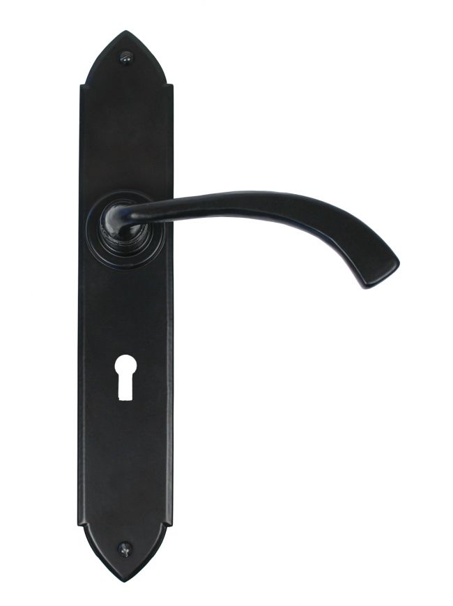 Black Gothic Curved Sprung Lever Lock Set