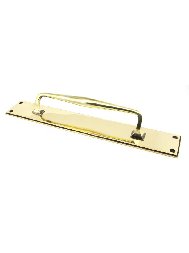Aged Brass 425mm Art Deco Pull Handle on Backplate