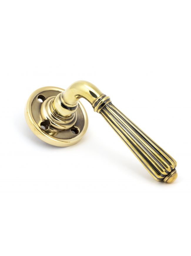 Aged Brass Hinton Lever on Rose Set