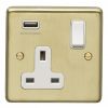 Eurolite Stainless Steel 1 Gang USB Socket Satin Brass