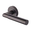 Heritage Brass Door Handle Lever on Rose Bauhaus Mitre Design Matt Bronze Finish