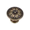 Floral Round Knob 030mm Distressed Brass finish