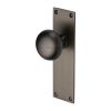 Heritage Brass Mortice Knob on Latch Plate Balmoral Design Matt Bronze finish