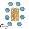 Eclipse 14852SBP - 76x51x2mm SBP Ball Bearing Hinge Grade 7 - (Pair) - Satin Brass