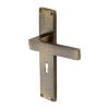 Heritage Brass Delta Hammered Lever Lock Door Handle on 200mm Plate Antique Brass finish