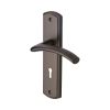 Heritage Brass Door Handle Lever Lock Centaur Design Matt Bronze finish