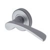 Sorrento Door Handle Lever Latch on Round Rose Arcadia Design Satin Chrome finish