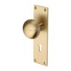 Heritage Brass Mortice Knob on Lock Plate Balmoral Design Satin Brass finish