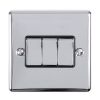 Eurolite Enhance Decorative 3 Gang Switch Polished Chrome