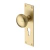 Heritage Brass Mortice Knob on Euro Profile Plate Balmoral Design Satin Brass finish