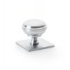 Alexander & Wilks - Quantock Cupboard Knob on Square Backplate - Satin Chrome - 38mm