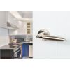 Mediterranean Gibraltar Lever Door Handle on Round Rose - Satin Nickel/Polished Nickel