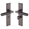 Heritage Brass Bauhaus Bathroom Set Door Handle on 200mm Plate Matt Bronze finish