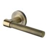 Heritage Brass Door Handle Lever on Rose Phoenix Knurled Design Antique Brass Finish