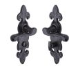 The Tudor Door Handle for Bathroom Fleur de Lys Design Black Iron