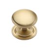 Heritage Brass Cabinet Knob Victorian Round Design with base 25mm Satin Brass finish