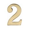 Heritage Brass Numeral 2 Self Adhesive 51mm (2") Satin Brass finish