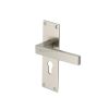 Heritage Brass Door Handle for Euro Profile Plate Metro Design Satin Nickel finish