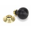 Ebony & Polished Brass Beehive Mortice/Rim Knob Set