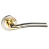 STATUS Indiana Lever Door Handle on Round Rose - Satin Nickel/Polished Brass