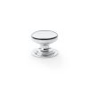 Alexander & Wilks - Waltz Round Cupboard Knob on Stepped Rose - Polished Chrome - Knob 32mm