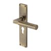 Heritage Brass Bauhaus Hammered Euro Profile Door Handle on 200mm Plate Antique Brass finish