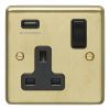 Eurolite Stainless Steel 1 Gang USB Socket Satin Brass