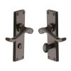 Heritage Brass Door Handle for Bathroom Bedford Design Matt Bronze finish