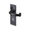 The Tudor Door Handle Lever Lock Colonial Design Black Iron